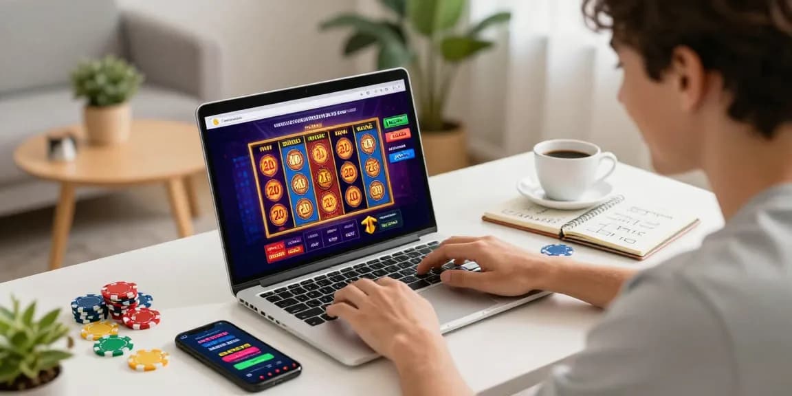 Excited player exploring free spins on registration UK offers on a vibrant online casino platform.