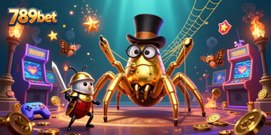 Engage with 789bet in a vibrant casino scene featuring unique characters and golden elements.
