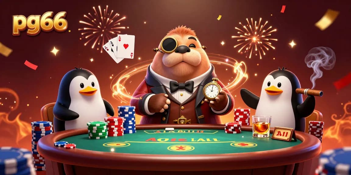 Experience thrilling poker with pg66's jolly walrus, sophisticated dealer, and bluffing pufferfish at an underwater casino