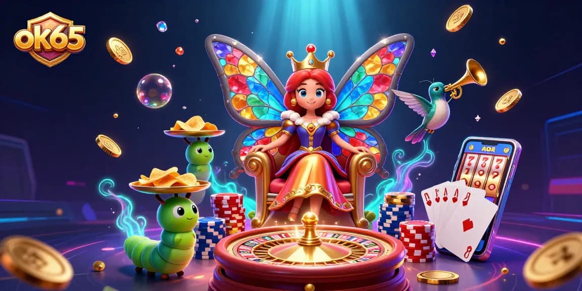 Experience thrilling gameplay with ok65 in a vibrant 3D casino scene bursting with action.