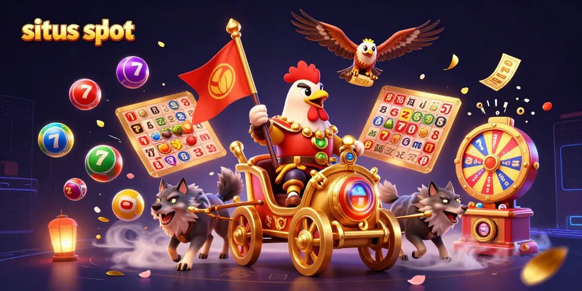 Spin the reels and win big with situs slot in this vibrant casino scene illustration.
