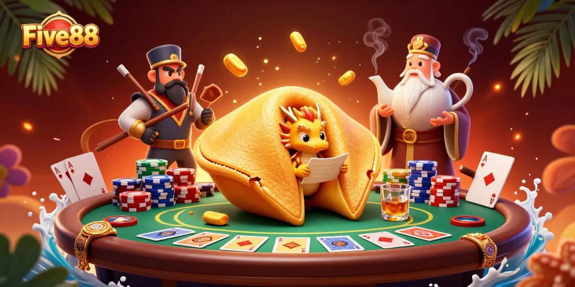 Engage in thrilling gameplay with Five88, featuring a vibrant scene of poker excitement.
