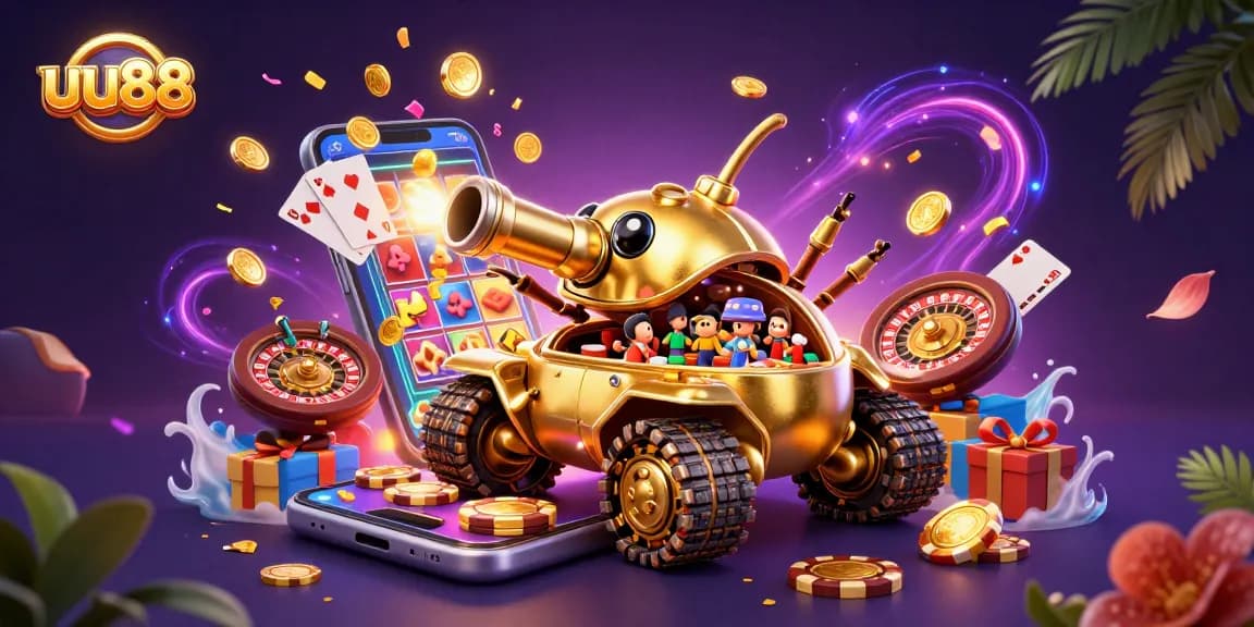 Experience the thrills of uu88 with an ultra-detailed casino-themed illustration bursting with vibrant elements.