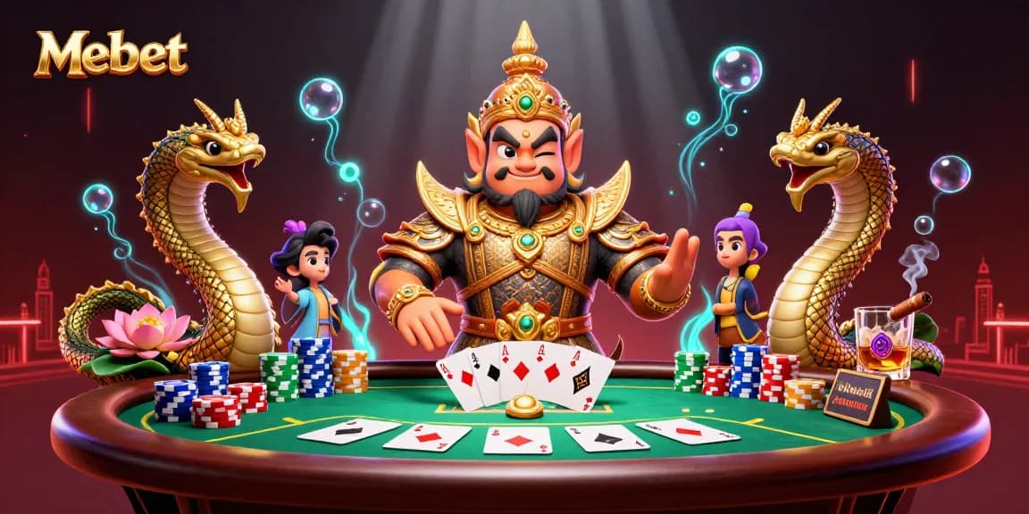 Mebet offers an exciting poker experience with vibrant characters and dynamic elements.