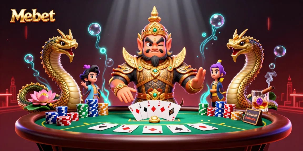 Mebet offers an exciting poker experience with vibrant characters and dynamic elements.