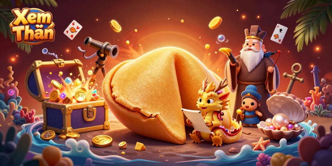 Xem Thêm enhances gameplay with colorful treasures and vibrant characters in a dynamic casino scene.