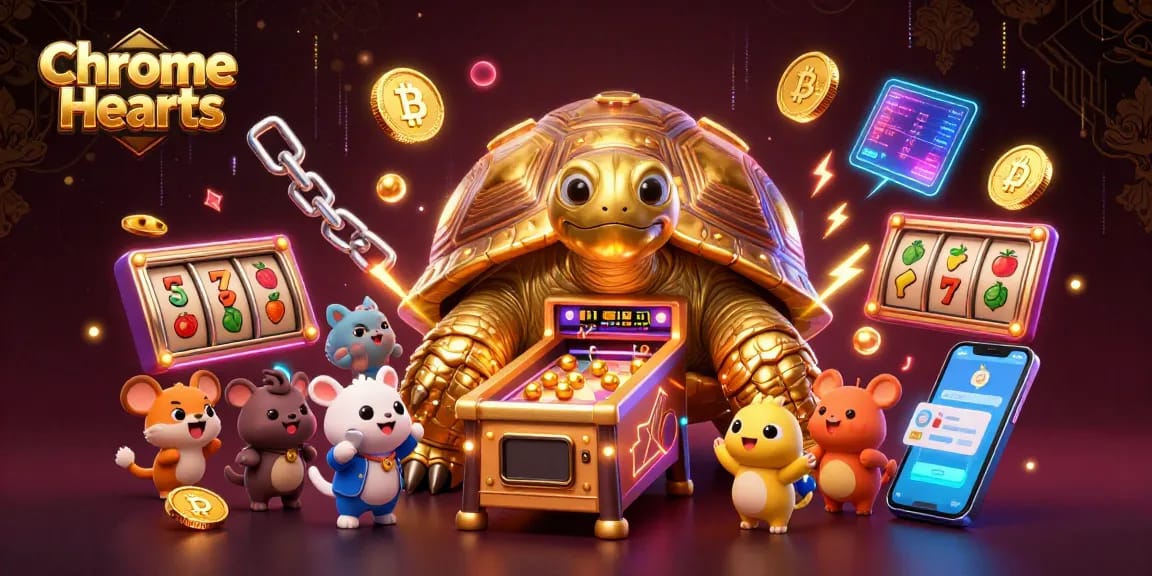 Engage with captivating Chrome Hearts slot games featuring a golden tortoise, neon elements, and dynamic jackpots.