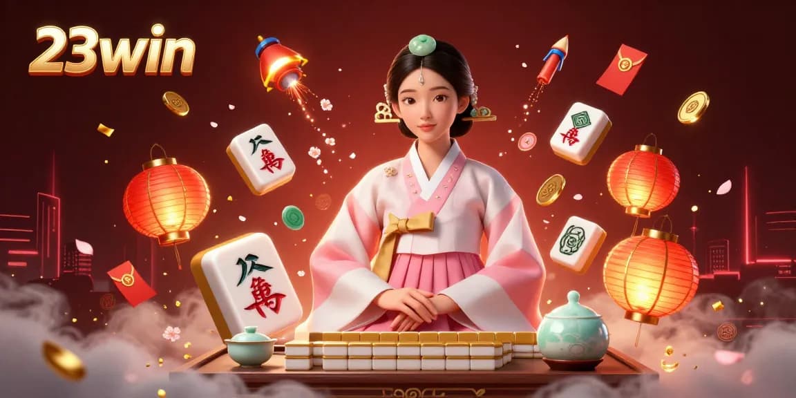 Play thrilling games at 23win in this vibrant casino illustration featuring dynamic elements.
