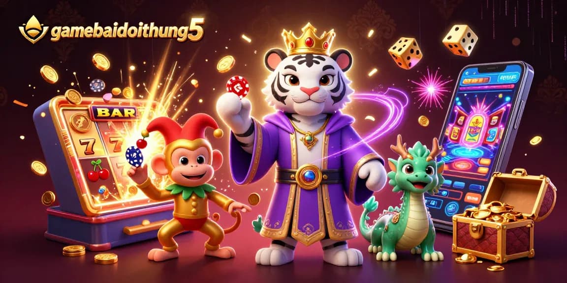 Experience the excitement of gamebaidoithuong5 with vibrant characters and dynamic casino elements in action.