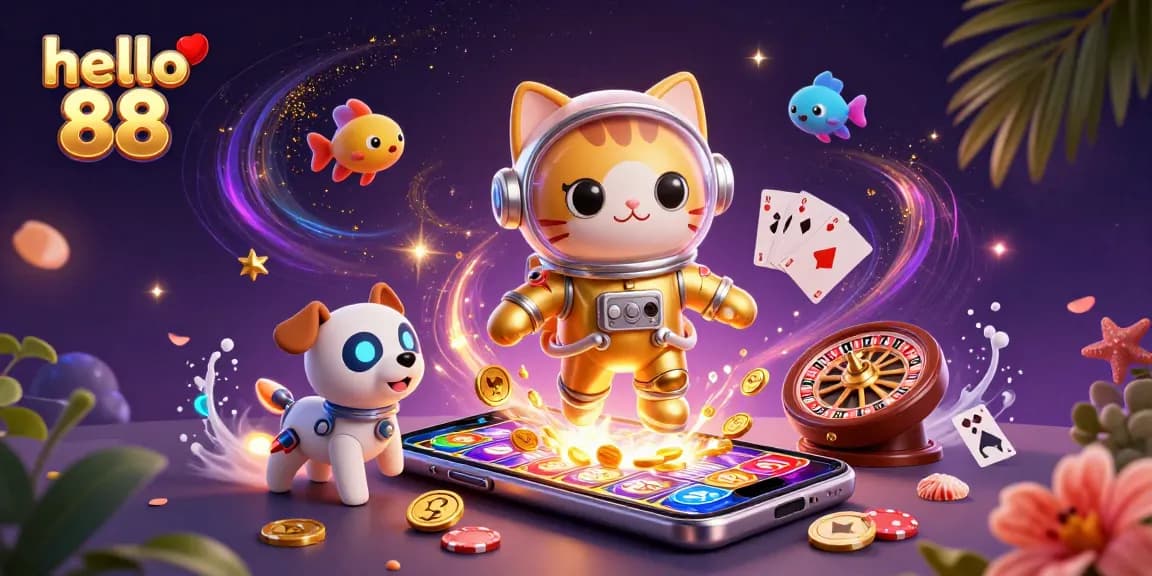 Experience the thrill of hello 88 with vibrant slot games and dynamic characters in an engaging casino scene.