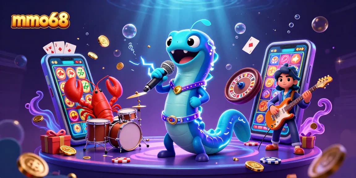 Experience mmoo68's exciting underwater casino scene featuring vibrant characters and slot game elements.
