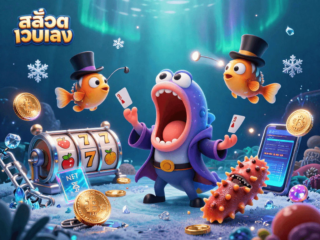 Engaging illustration showcasing สล็อตเว็บตรง bets with vibrant casino magic elements and characters.