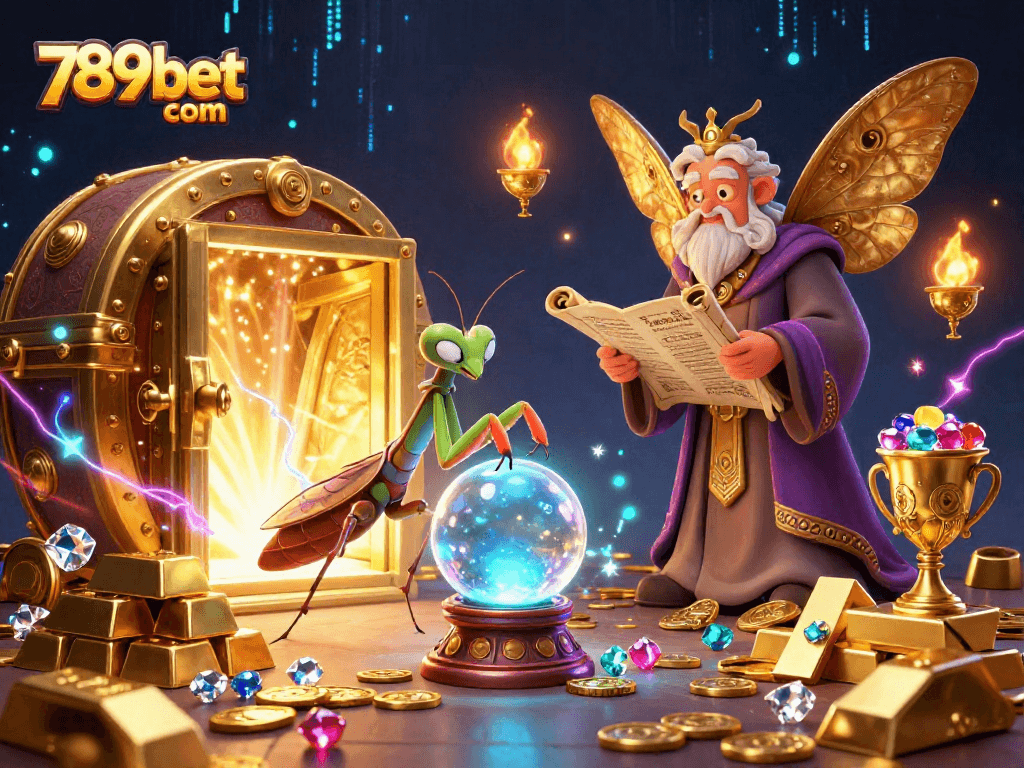 Engage with 789bet com through an enchanting fortune teller scene featuring mystical elements and treasures.