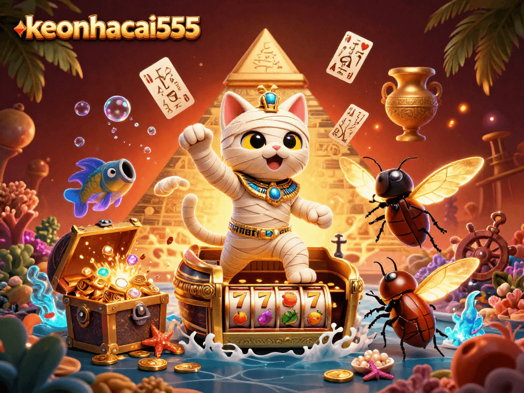 Experience the thrill of winning at keonhacai555 with an exciting 3D casino scene featuring vibrant characters!