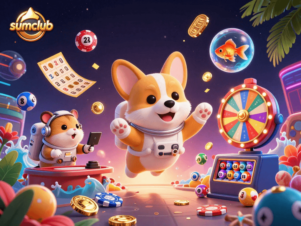 Sumclub offers an engaging experience with playful 3D characters and a vibrant casino atmosphere.