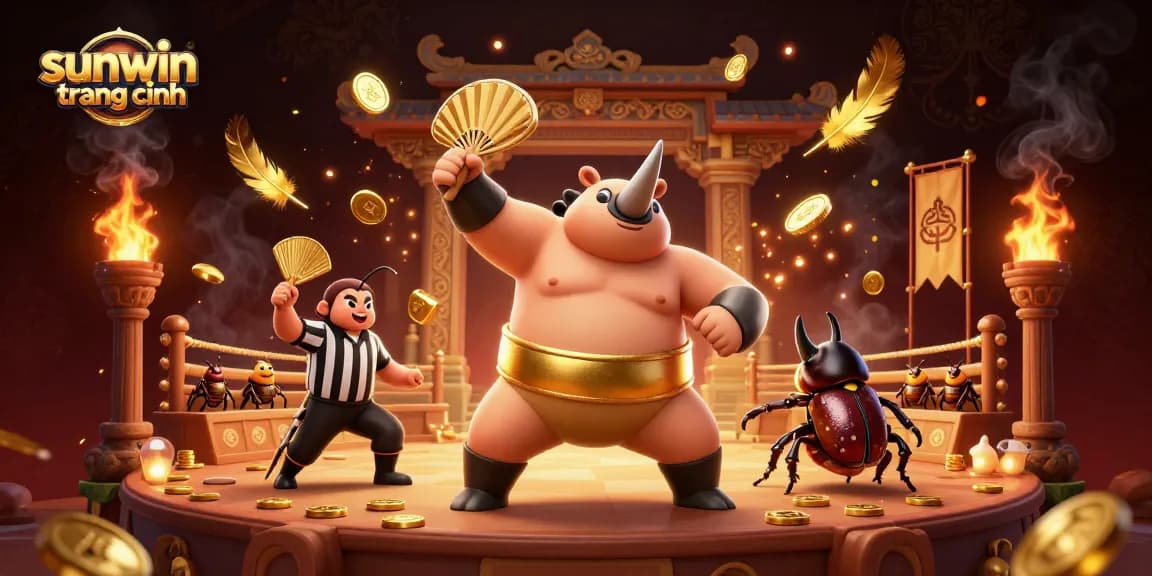 Join the excitement of sunwin trang chính with a 3D cartoon depiction of a champion stomp sending golden coins flying!