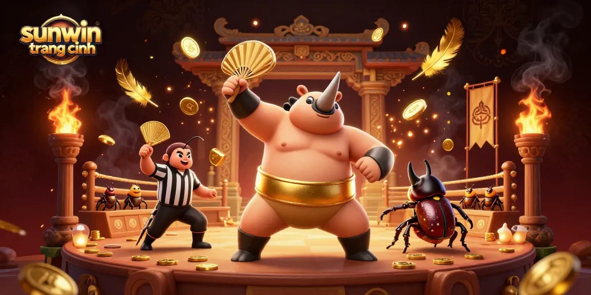 Join the excitement of sunwin trang chính with a 3D cartoon depiction of a champion stomp sending golden coins flying!