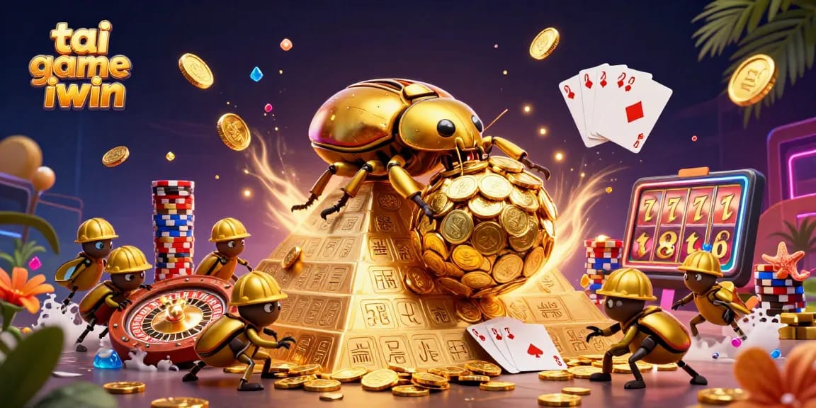 Engage in the excitement of tai game iwin with golden coins and dynamic casino elements.