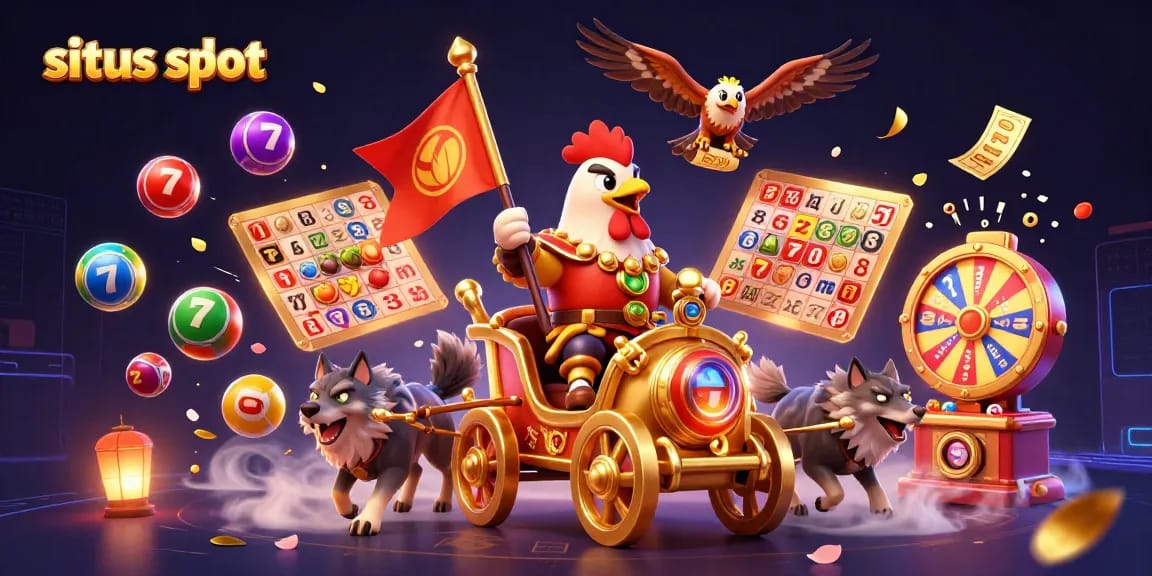 Spin the reels and win big with situs slot in this vibrant casino scene illustration.