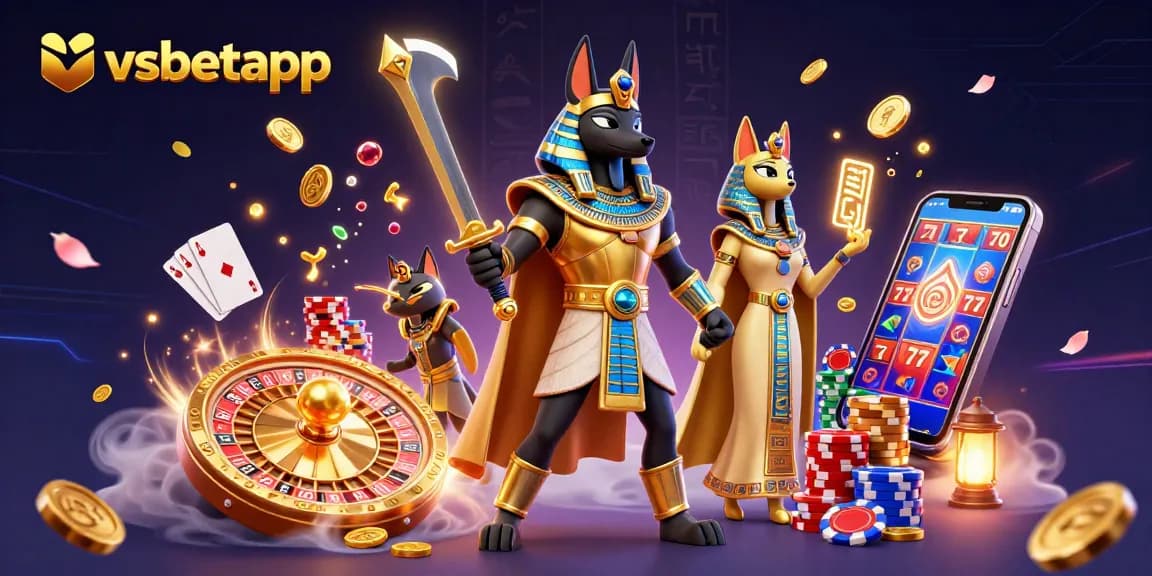 Enjoy thrilling experiences with gambling at vsbetapp, featuring iconic Egyptian characters and casino elements.