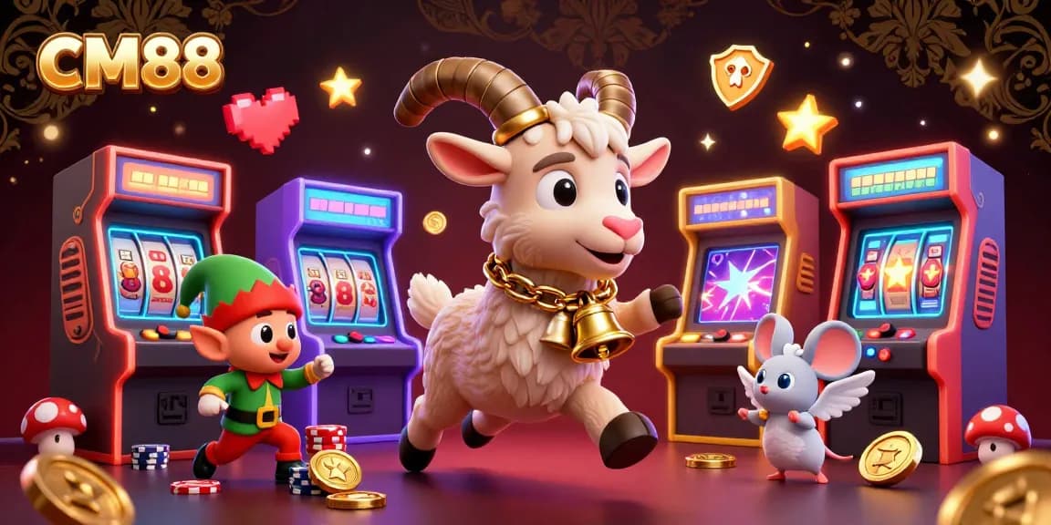 Experience thrilling gameplay at CM88 with a festive Krampus in a vibrant casino scene.