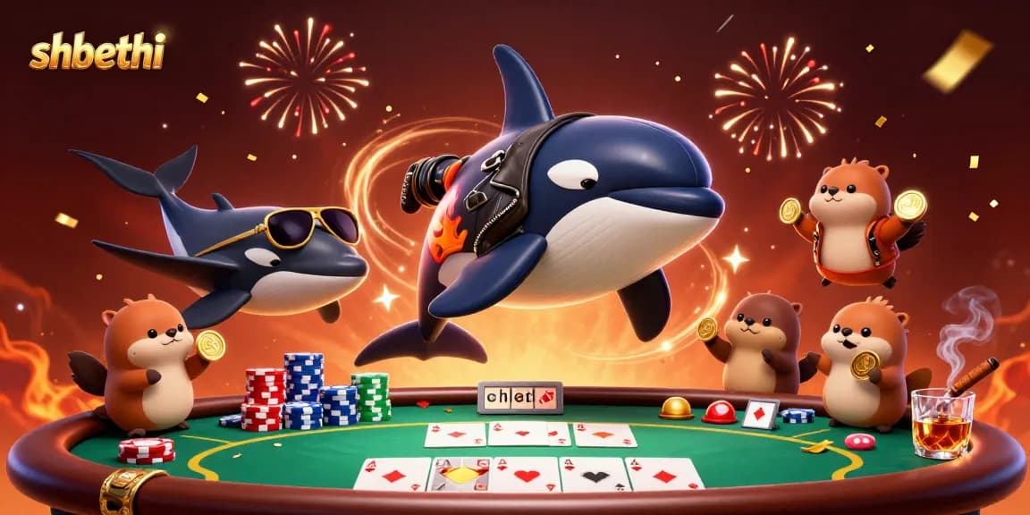 Engage in thrilling gameplay at shbethi with cartoon characters celebrating wins on a poker table.
