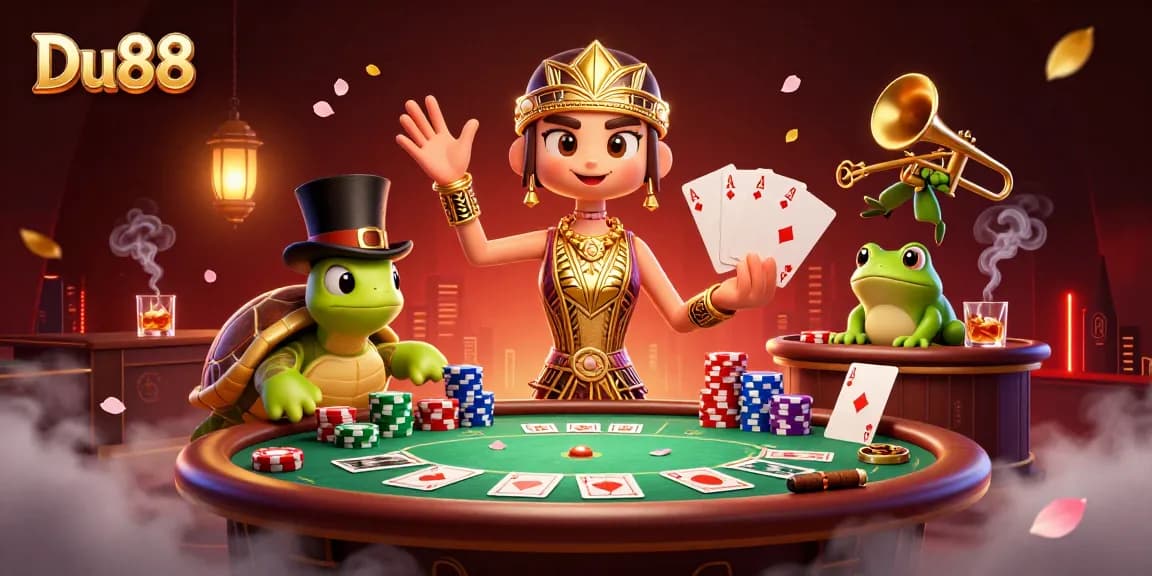 Experience Du88 with a lively speakeasy scene filled with poker action and vibrant characters.