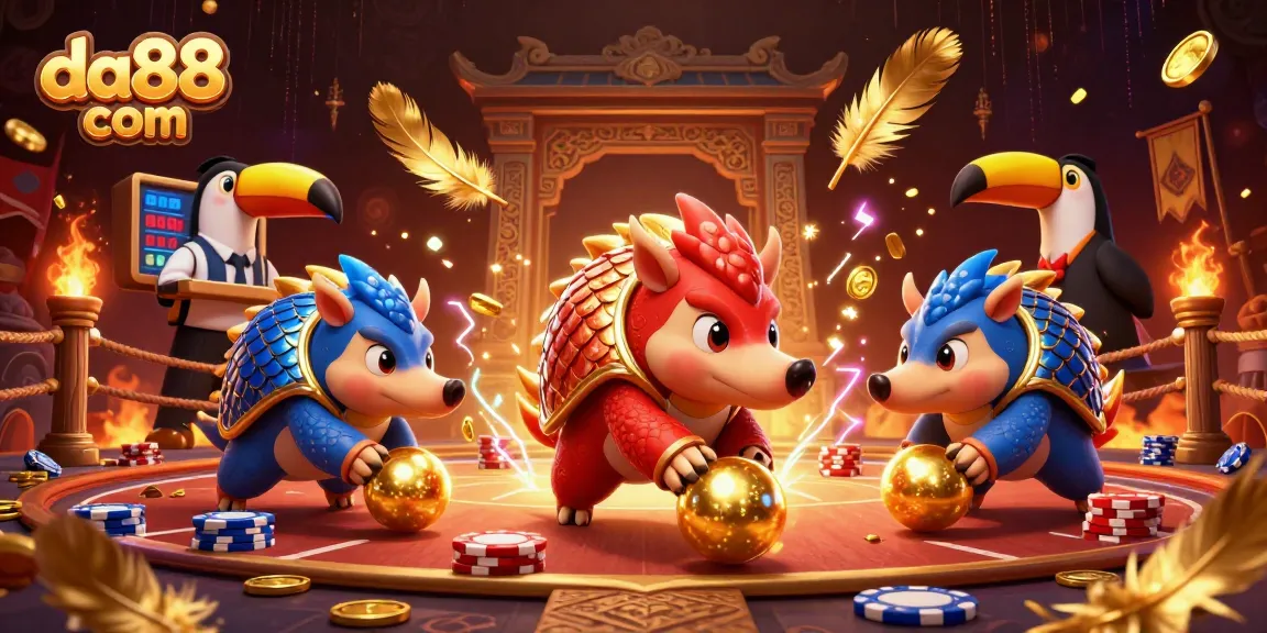 Engage in fun with da88 com as energetic pangolins compete in a lively gambling scene.