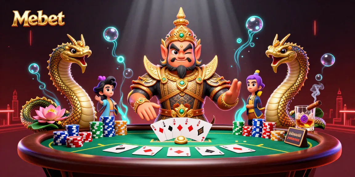 Mebet offers an exciting poker experience with vibrant characters and dynamic elements.