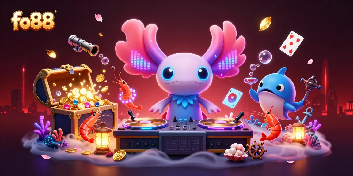 Experience the dynamic world of fo88 with vibrant 3D casino creatures engaging in thrilling underwater games.