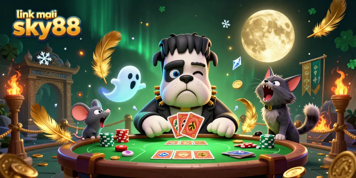 Engage with the thrilling atmosphere in this link mới sky88 illustration featuring dynamic casino elements.