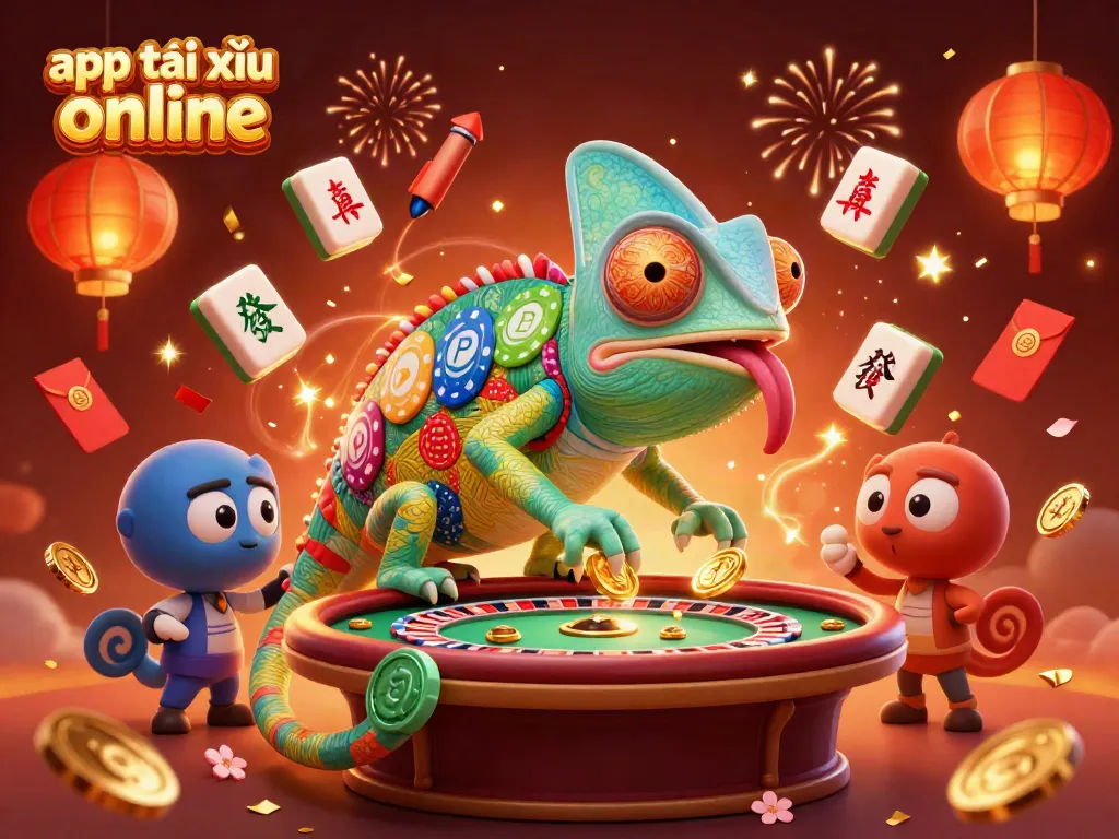 Engage with the app tài xỉu online through a festive 3D casino atmosphere showcasing vibrant gaming elements.