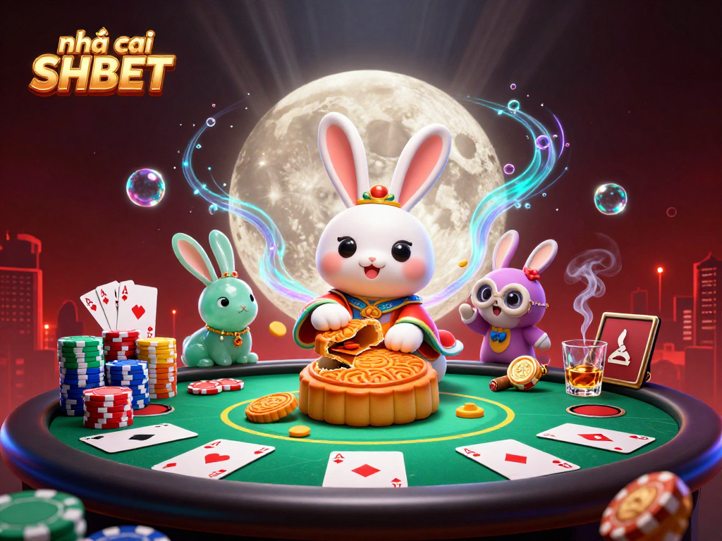 Engage with Nhà cái SHBET while enjoying an immersive and colorful poker scene featuring dynamic characters and casino elements.
