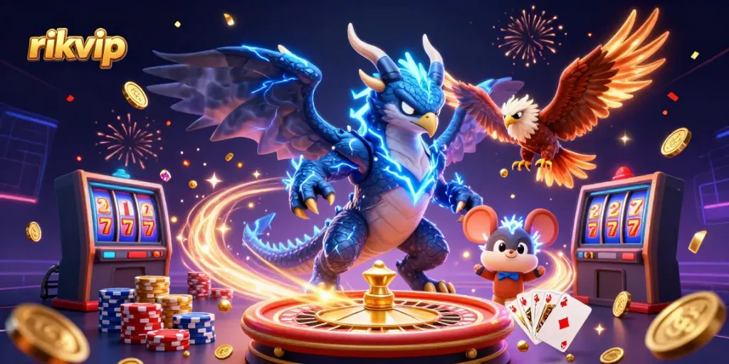 Experience exhilarating gaming activities at rikvip with vibrant characters and dynamic casino elements.