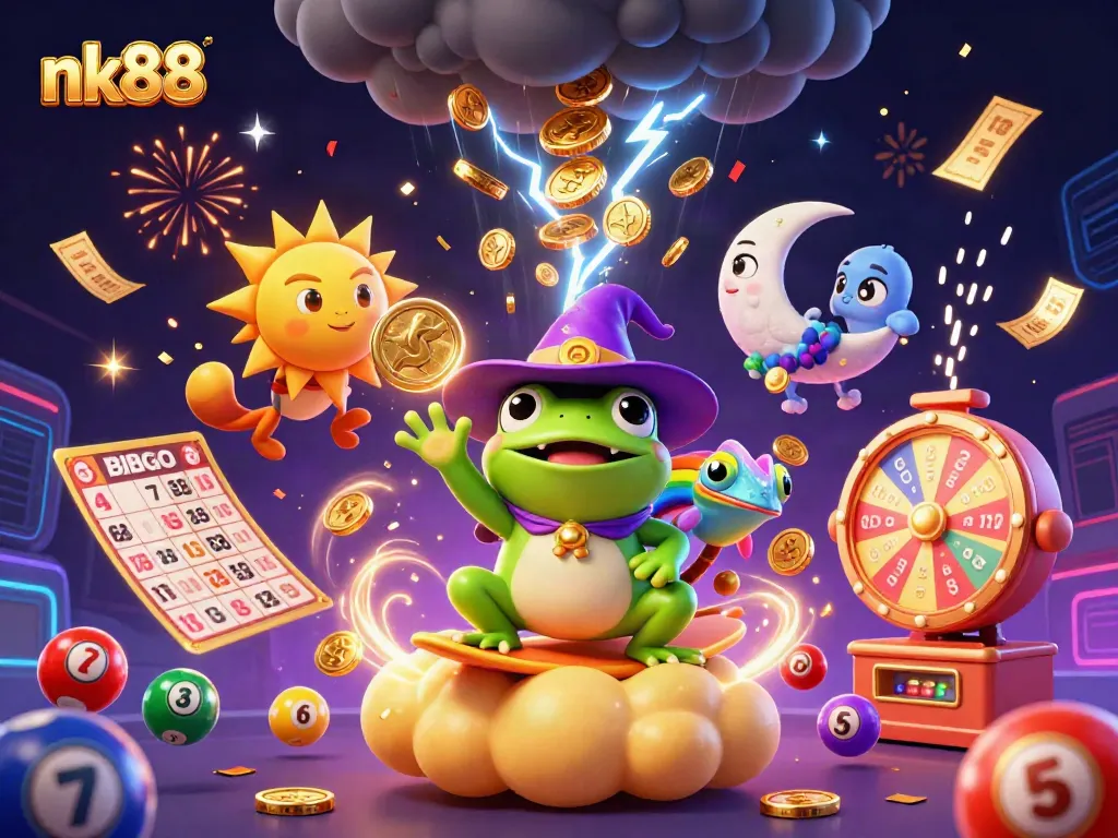 Spin to win with nk88's engaging lottery games surrounded by vibrant casino elements