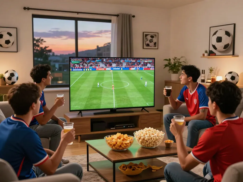 Xoilactv fans enjoying a thrilling football match at home.