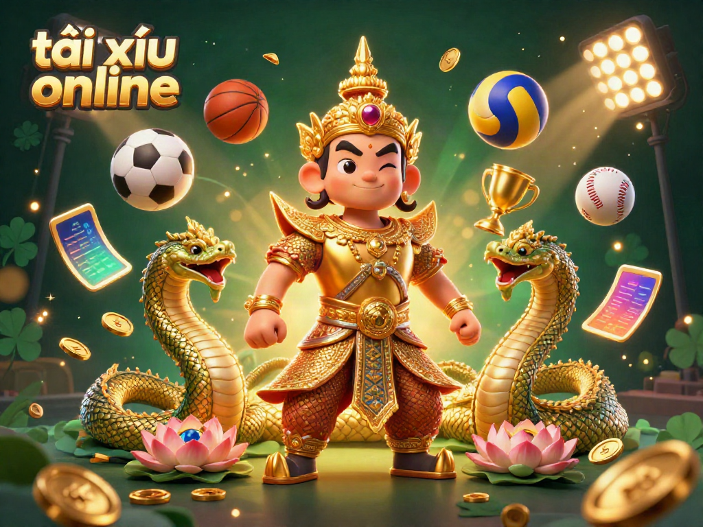Experience the excitement of tài xỉu online with vibrant characters, sports elements, and dynamic action.