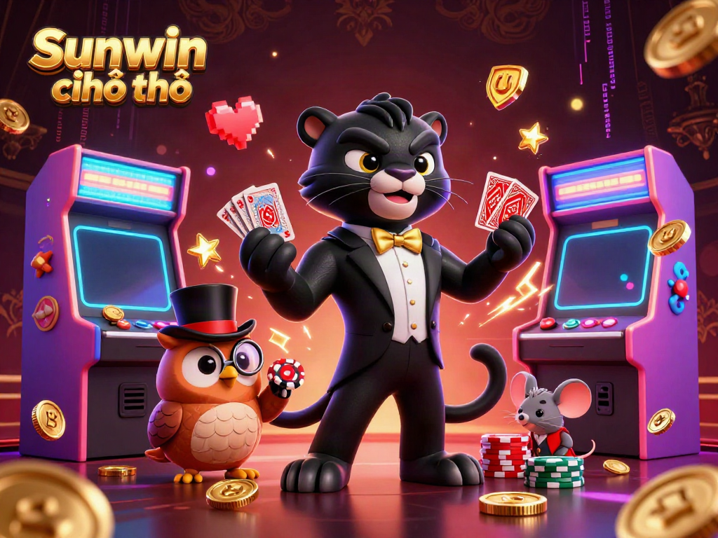 Join the fun at Sunwin chính chủ with elegant characters playing card games in a vibrant casino setting.