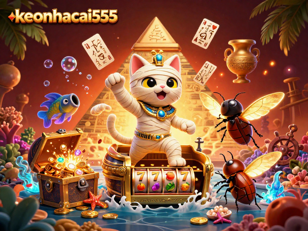 Experience the thrill of winning at keonhacai555 with an exciting 3D casino scene featuring vibrant characters!