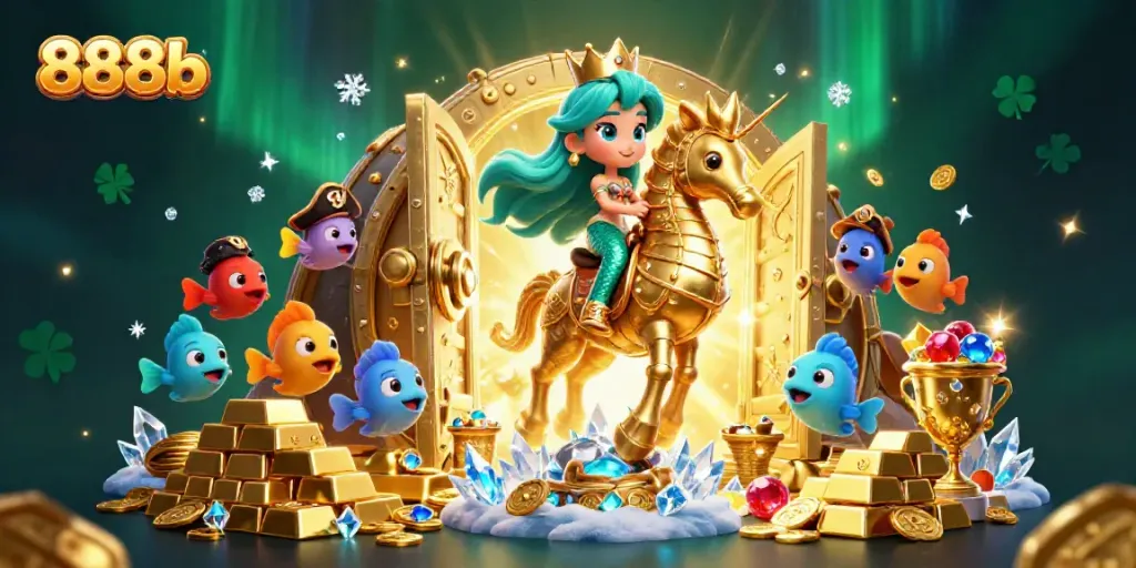 Experience thrilling adventures in 888b, featuring a mermaid princess and her treasure.