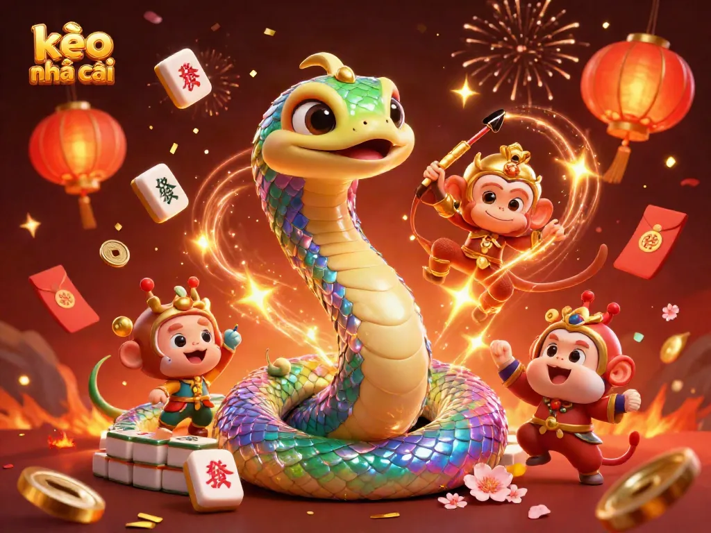 Engage with the kèo nhà cái through a vibrant 3D illustration showcasing colorful celebrations and gambling elements.