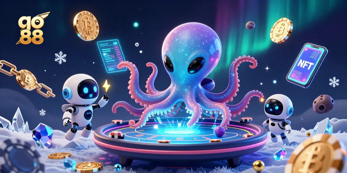 Engage in thrilling casino action with go 88, where an alien octopus operates a futuristic poker table.