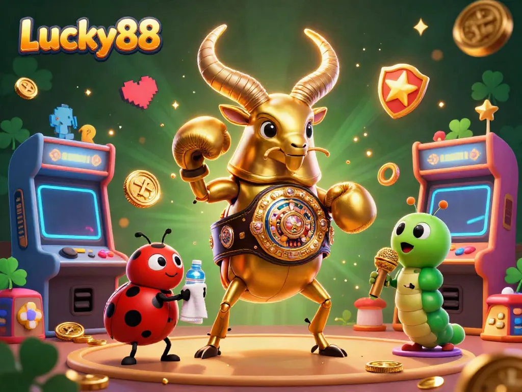Experience thrilling gameplay at Lucky88 with vibrant arcade elements and animated characters.